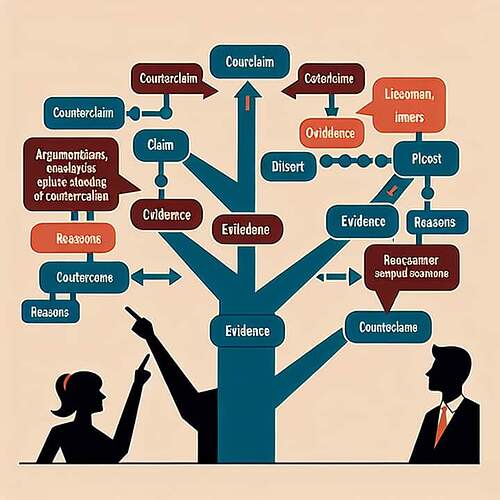 when analyzing an argument, which elements should you focus on most_ select three options. counterclaim claim reasons dissent evidence
